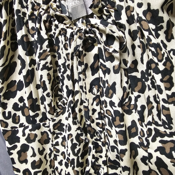 3/$25 ASOS Leopard Print Button Down Poof Sleeve Mini Dress size 6 - Picture 5 of 9